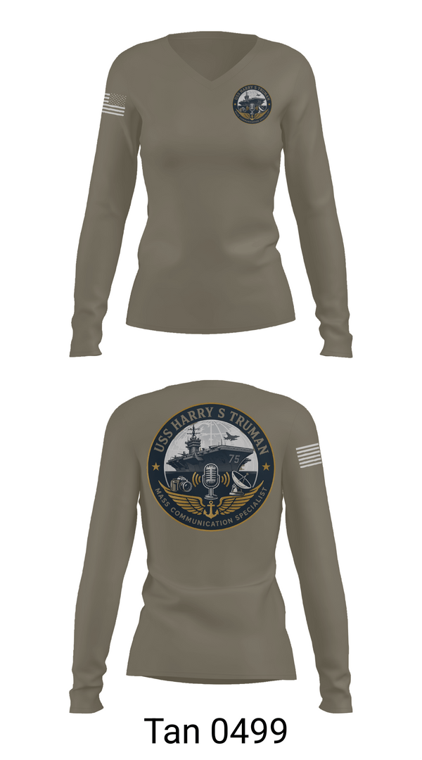Womens Long Sleeve Vneck Shirt, CVN75 Media, Navy, Teamtime, Team time, sublimation, custom sports apparel, team uniforms, spirit wear, spiritwear, sports uniforms, custom shirts, team store, custom team store, fundraiser sports, apparel fundraiser