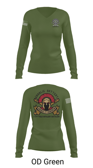 Womens Long Sleeve Vneck Shirt, Charlie BTRY 2-114th FA, , Teamtime, Team time, sublimation, custom sports apparel, team uniforms, spirit wear, spiritwear, sports uniforms, custom shirts, team store, custom team store, fundraiser sports, apparel fundraiser