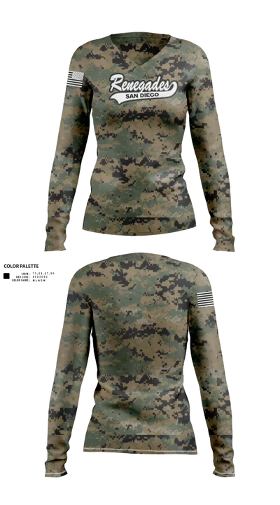 San Diego Renegades Women's Long Sleeve V-neck Shirt - 24