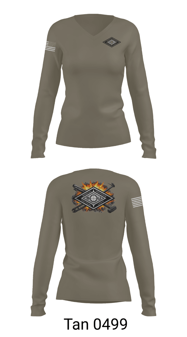 Womens Long Sleeve Vneck Shirt, Boise Police SOU, Police, Teamtime, Team time, sublimation, custom sports apparel, team uniforms, spirit wear, spiritwear, sports uniforms, custom shirts, team store, custom team store, fundraiser sports, apparel fundraiser