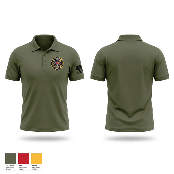 Short Sleeve Performance Polo, Port Orford Fire Dept., Fire Department, Teamtime, Team time, sublimation, custom sports apparel, team uniforms, spirit wear, spiritwear, sports uniforms, custom shirts, team store, custom team store, fundraiser sports, apparel fundraiser