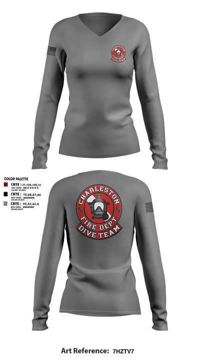 Charleston Fire Dept Dive Team 94862858 Women's Long Sleeve V-neck Shirt - 3