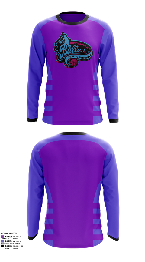 Long Sleeve Performance Shirt, Down South Ballerz, Men's Basketball, Teamtime, Team time, sublimation, custom sports apparel, team uniforms, spirit wear, spiritwear, sports uniforms, custom shirts, team store, custom team store, fundraiser sports, apparel fundraiser