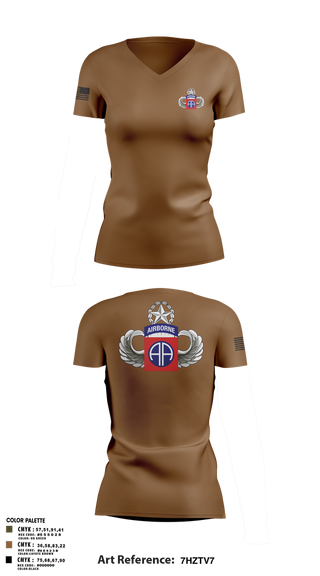 Womens Short Sleeve Vneck Shirt, HHC 82nd ABN Division, , Teamtime, Team time, sublimation, custom sports apparel, team uniforms, spirit wear, spiritwear, sports uniforms, custom shirts, team store, custom team store, fundraiser sports, apparel fundraiser