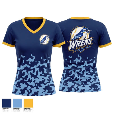 Wrens Baseball Women's Short Sleeve V-neck Shirt - 1