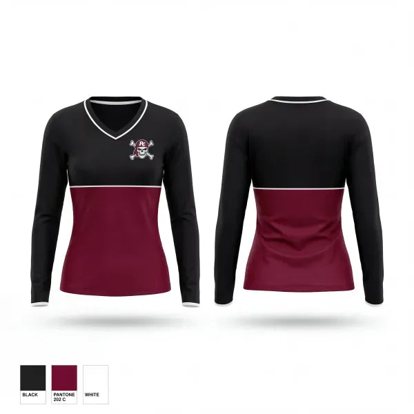 Womens Long Sleeve Vneck Shirt, Pulaski County, , Teamtime, Team time, sublimation, custom sports apparel, team uniforms, spirit wear, spiritwear, sports uniforms, custom shirts, team store, custom team store, fundraiser sports, apparel fundraiser