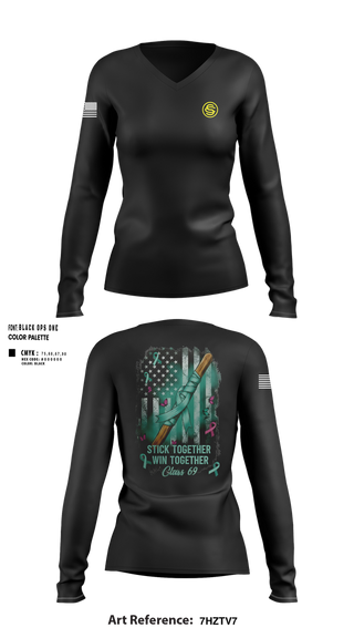 Womens Long Sleeve Vneck Shirt, Texas Officer Candidate Class 69, , Teamtime, Team time, sublimation, custom sports apparel, team uniforms, spirit wear, spiritwear, sports uniforms, custom shirts, team store, custom team store, fundraiser sports, apparel fundraiser