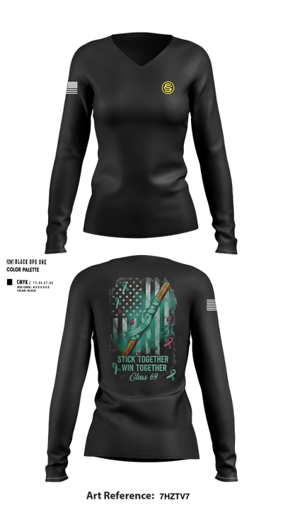 Texas Officer Candidate Class 69 17014937 Women's Long Sleeve V-neck Shirt - 120