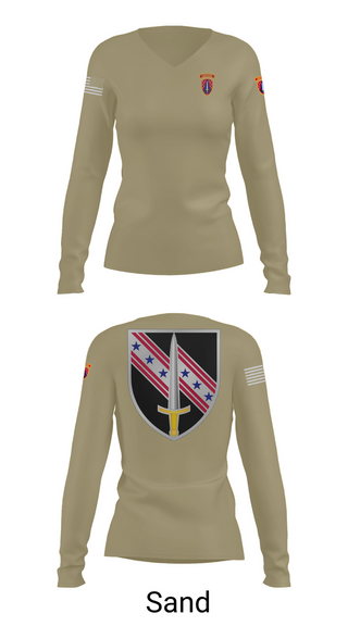 Womens Long Sleeve Vneck Shirt, 6/54th SFAB, National Guard, Teamtime, Team time, sublimation, custom sports apparel, team uniforms, spirit wear, spiritwear, sports uniforms, custom shirts, team store, custom team store, fundraiser sports, apparel fundraiser