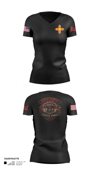 Womens Short Sleeve Vneck Shirt, 333rd Triple Threat 2, Army, Teamtime, Team time, sublimation, custom sports apparel, team uniforms, spirit wear, spiritwear, sports uniforms, custom shirts, team store, custom team store, fundraiser sports, apparel fundraiser