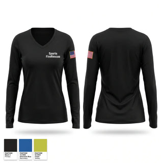 Womens Long Sleeve Vneck Shirt, Sparta Fire/Rescue, Fire Department, Teamtime, Team time, sublimation, custom sports apparel, team uniforms, spirit wear, spiritwear, sports uniforms, custom shirts, team store, custom team store, fundraiser sports, apparel fundraiser