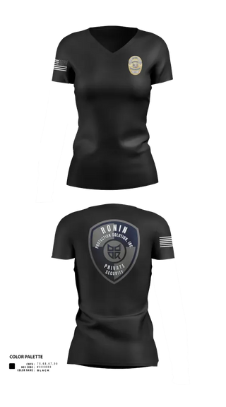 Womens Short Sleeve Vneck Shirt, Ronin Protection Solutions Inc., , Teamtime, Team time, sublimation, custom sports apparel, team uniforms, spirit wear, spiritwear, sports uniforms, custom shirts, team store, custom team store, fundraiser sports, apparel fundraiser