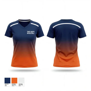 Womens Short Sleeve Vneck Shirt, True Hoops Basketball, Men's Basketball, Teamtime, Team time, sublimation, custom sports apparel, team uniforms, spirit wear, spiritwear, sports uniforms, custom shirts, team store, custom team store, fundraiser sports, apparel fundraiser