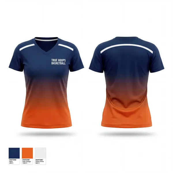 Womens Short Sleeve Vneck Shirt, True Hoops Basketball, Men's Basketball, Teamtime, Team time, sublimation, custom sports apparel, team uniforms, spirit wear, spiritwear, sports uniforms, custom shirts, team store, custom team store, fundraiser sports, apparel fundraiser