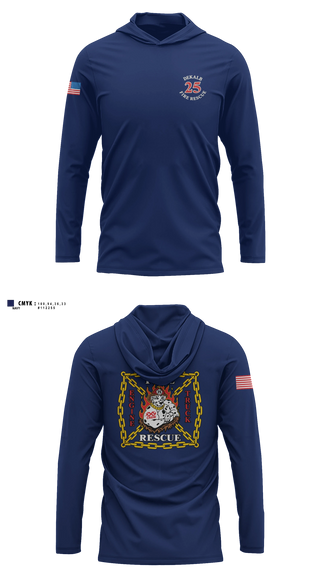 Long Sleeve Performance Shirt with hood, Station 25, Fire Department, Teamtime, Team time, sublimation, custom sports apparel, team uniforms, spirit wear, spiritwear, sports uniforms, custom shirts, team store, custom team store, fundraiser sports, apparel fundraiser