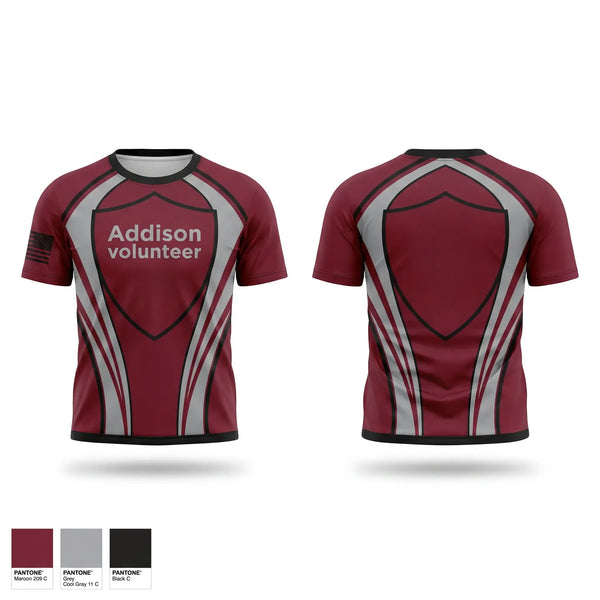 Short Sleeve Performance Shirt, Addison volunteer, Fire Department, Teamtime, Team time, sublimation, custom sports apparel, team uniforms, spirit wear, spiritwear, sports uniforms, custom shirts, team store, custom team store, fundraiser sports, apparel fundraiser