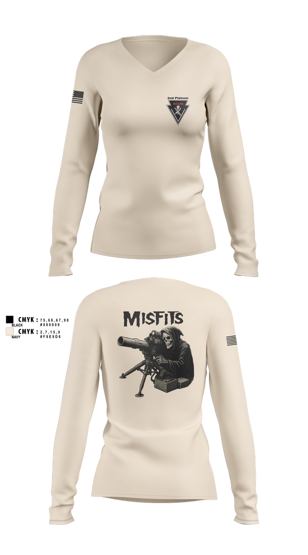 Womens Long Sleeve Vneck Shirt, 2/11 killer troop, Army, Teamtime, Team time, sublimation, custom sports apparel, team uniforms, spirit wear, spiritwear, sports uniforms, custom shirts, team store, custom team store, fundraiser sports, apparel fundraiser