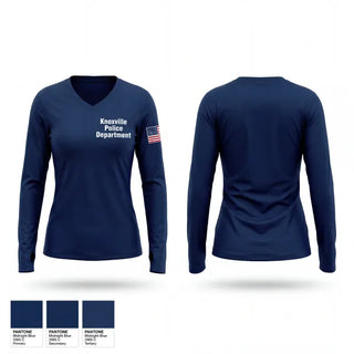 Womens Long Sleeve Vneck Shirt, Knoxville Police Department, Police, Teamtime, Team time, sublimation, custom sports apparel, team uniforms, spirit wear, spiritwear, sports uniforms, custom shirts, team store, custom team store, fundraiser sports, apparel fundraiser
