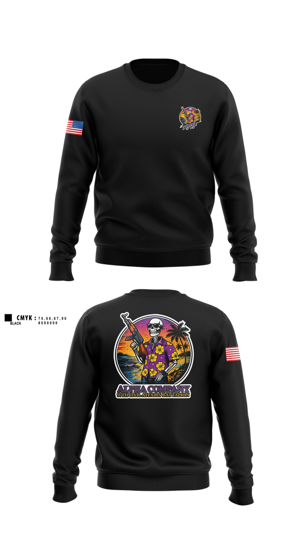 Crew Neck Sweatshirt, Aloha 97th CA, Army, Teamtime, Team time, sublimation, custom sports apparel, team uniforms, spirit wear, spiritwear, sports uniforms, custom shirts, team store, custom team store, fundraiser sports, apparel fundraiser