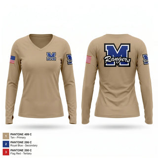 Womens Long Sleeve Vneck Shirt, Methuen, Army, Teamtime, Team time, sublimation, custom sports apparel, team uniforms, spirit wear, spiritwear, sports uniforms, custom shirts, team store, custom team store, fundraiser sports, apparel fundraiser