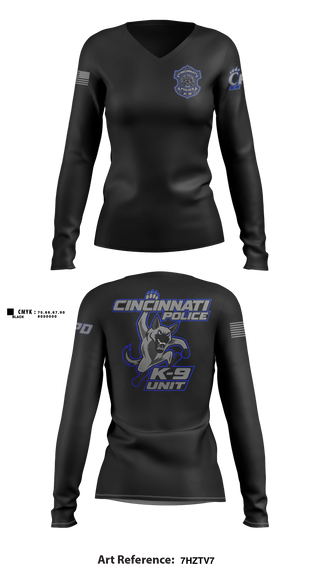 Womens Long Sleeve Vneck Shirt, Cincinnati PD Marine Patrol, Police, Teamtime, Team time, sublimation, custom sports apparel, team uniforms, spirit wear, spiritwear, sports uniforms, custom shirts, team store, custom team store, fundraiser sports, apparel fundraiser