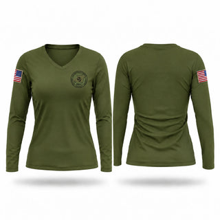 Womens Long Sleeve Vneck Shirt, Lauderdale County Ema, Fire Department, Teamtime, Team time, sublimation, custom sports apparel, team uniforms, spirit wear, spiritwear, sports uniforms, custom shirts, team store, custom team store, fundraiser sports, apparel fundraiser