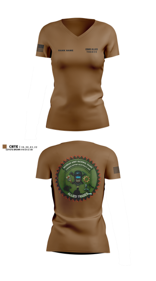 Womens Short Sleeve Vneck Shirt, CSMS ALLIED TRADES, National Guard, Teamtime, Team time, sublimation, custom sports apparel, team uniforms, spirit wear, spiritwear, sports uniforms, custom shirts, team store, custom team store, fundraiser sports, apparel fundraiser