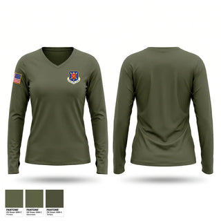 Womens Long Sleeve Vneck Shirt, Ground Supply School, Marines, Teamtime, Team time, sublimation, custom sports apparel, team uniforms, spirit wear, spiritwear, sports uniforms, custom shirts, team store, custom team store, fundraiser sports, apparel fundraiser