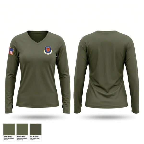 Womens Long Sleeve Vneck Shirt, Ground Supply School, Marines, Teamtime, Team time, sublimation, custom sports apparel, team uniforms, spirit wear, spiritwear, sports uniforms, custom shirts, team store, custom team store, fundraiser sports, apparel fundraiser