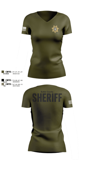 Womens Short Sleeve Vneck Shirt, Butler County Sheriff’s Department, Police, Teamtime, Team time, sublimation, custom sports apparel, team uniforms, spirit wear, spiritwear, sports uniforms, custom shirts, team store, custom team store, fundraiser sports, apparel fundraiser