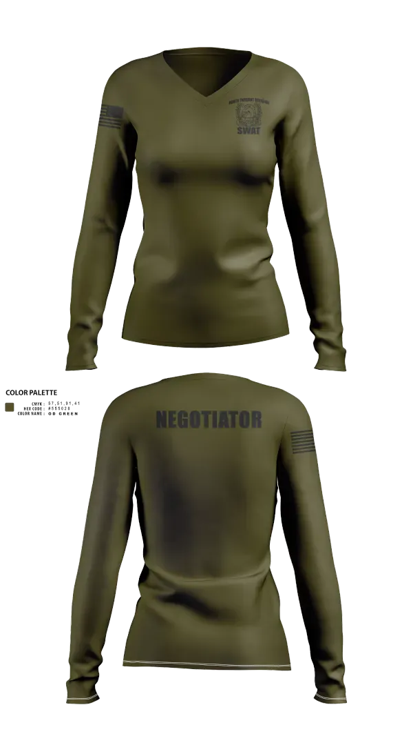 Womens Long Sleeve Vneck Shirt, North Tarrant Regional CNT, Police, Teamtime, Team time, sublimation, custom sports apparel, team uniforms, spirit wear, spiritwear, sports uniforms, custom shirts, team store, custom team store, fundraiser sports, apparel fundraiser
