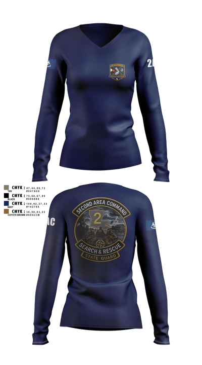 2nd area command 59908555 Women's Long Sleeve V-neck Shirt - 24