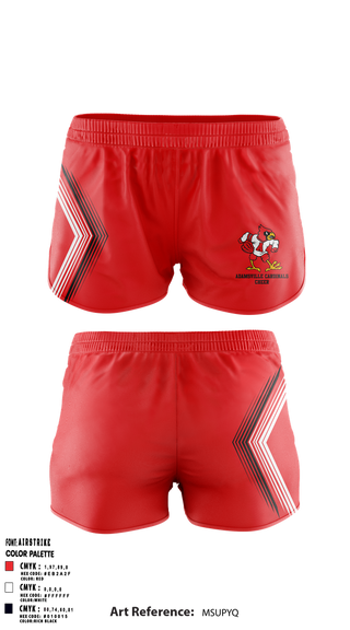Womens Shorts, Adamsville Cardinals Cheer, Cheer, Teamtime, Team time, sublimation, custom sports apparel, team uniforms, spirit wear, spiritwear, sports uniforms, custom shirts, team store, custom team store, fundraiser sports, apparel fundraiser