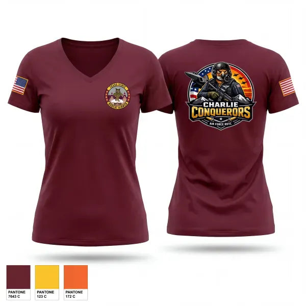 Womens Short Sleeve Vneck Shirt, Charlie conquerors, Air Force, Teamtime, Team time, sublimation, custom sports apparel, team uniforms, spirit wear, spiritwear, sports uniforms, custom shirts, team store, custom team store, fundraiser sports, apparel fundraiser