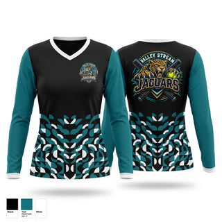 Womens Long Sleeve Vneck Shirt, JAGUARS, Softball, Teamtime, Team time, sublimation, custom sports apparel, team uniforms, spirit wear, spiritwear, sports uniforms, custom shirts, team store, custom team store, fundraiser sports, apparel fundraiser