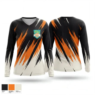 Womens Long Sleeve Vneck Shirt, Marietta Tropics, Men's Basketball, Teamtime, Team time, sublimation, custom sports apparel, team uniforms, spirit wear, spiritwear, sports uniforms, custom shirts, team store, custom team store, fundraiser sports, apparel fundraiser