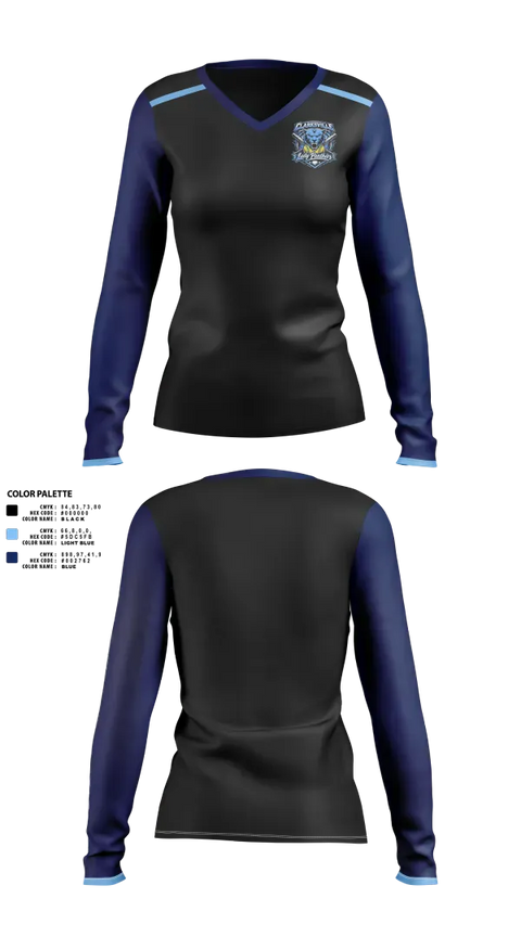 Womens Long Sleeve Vneck Shirt, Clarksville Lady Panters, Softball, Teamtime, Team time, sublimation, custom sports apparel, team uniforms, spirit wear, spiritwear, sports uniforms, custom shirts, team store, custom team store, fundraiser sports, apparel fundraiser