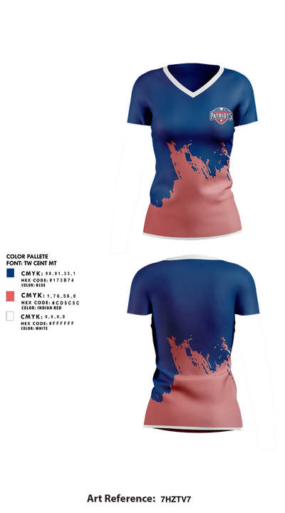 BP Patriots Golf 36191899 Women's Short Sleeve V-neck Shirt - 1