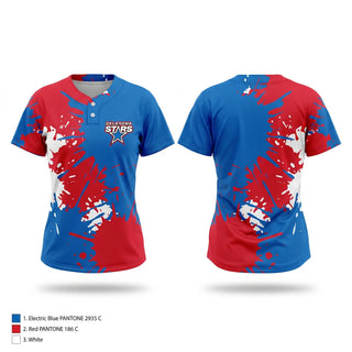 Two Button Softball Jersey, Oklahoma stars, Softball, Teamtime, Team time, sublimation, custom sports apparel, team uniforms, spirit wear, spiritwear, sports uniforms, custom shirts, team store, custom team store, fundraiser sports, apparel fundraiser