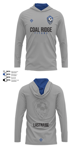 Long Sleeve hooded sunshirt, Mountain Range HS Flag Football, Women's Soccer, Teamtime, Team time, sublimation, custom sports apparel, team uniforms, spirit wear, spiritwear, sports uniforms, custom shirts, team store, custom team store, fundraiser sports, apparel fundraiser