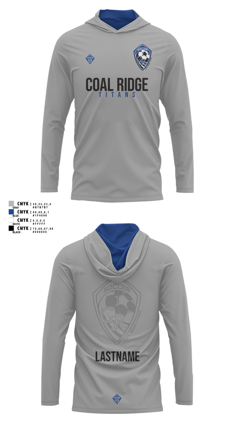 Long Sleeve hooded sunshirt, Mountain Range HS Flag Football, Women's Soccer, Teamtime, Team time, sublimation, custom sports apparel, team uniforms, spirit wear, spiritwear, sports uniforms, custom shirts, team store, custom team store, fundraiser sports, apparel fundraiser