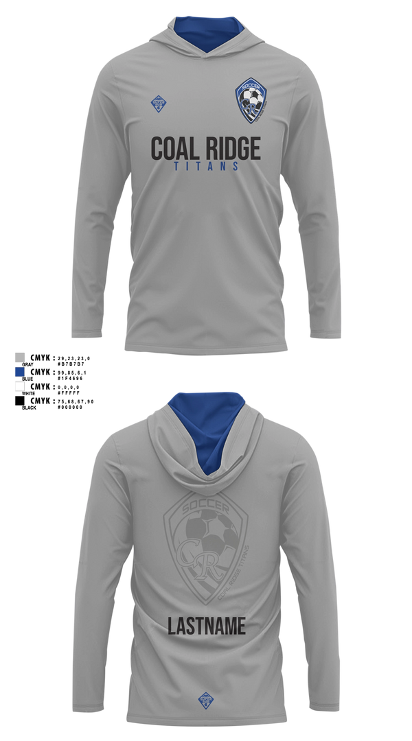 Long Sleeve hooded sunshirt, Mountain Range HS Flag Football, Women's Soccer, Teamtime, Team time, sublimation, custom sports apparel, team uniforms, spirit wear, spiritwear, sports uniforms, custom shirts, team store, custom team store, fundraiser sports, apparel fundraiser