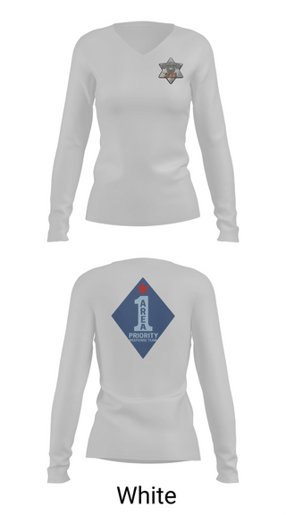 Womens Long Sleeve Vneck Shirt, Chicago Police Area 1 PRT, Police, Teamtime, Team time, sublimation, custom sports apparel, team uniforms, spirit wear, spiritwear, sports uniforms, custom shirts, team store, custom team store, fundraiser sports, apparel fundraiser
