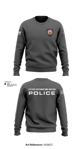 Crew Neck Sweatshirt, Citizen Pottawatomie nation Police Department, Police, Teamtime, Team time, sublimation, custom sports apparel, team uniforms, spirit wear, spiritwear, sports uniforms, custom shirts, team store, custom team store, fundraiser sports, apparel fundraiser