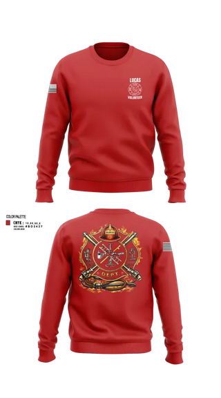 Crew Neck Sweatshirt, Lucas Volunteer Fire Department, Fire Department, Teamtime, Team time, sublimation, custom sports apparel, team uniforms, spirit wear, spiritwear, sports uniforms, custom shirts, team store, custom team store, fundraiser sports, apparel fundraiser