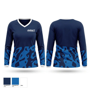 Womens Long Sleeve Vneck Shirt, Impact Ringette 2026, Ice Hockey, Teamtime, Team time, sublimation, custom sports apparel, team uniforms, spirit wear, spiritwear, sports uniforms, custom shirts, team store, custom team store, fundraiser sports, apparel fundraiser