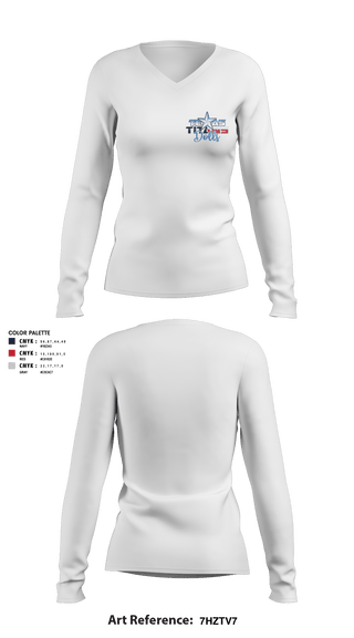 Women's Long Sleeve Vneck Shirt, Texas Titans Youth Football, Football, Teamtime, Team time, sublimation, custom sports apparel, team uniforms, spirit wear, spiritwear, sports uniforms, custom shirts, team store, custom team store, fundraiser sports, apparel fundraiser