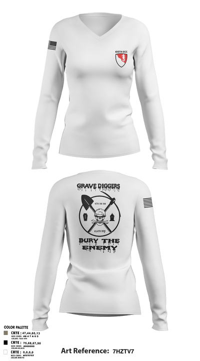 615TH ECC 10349105 Women's Long Sleeve V-neck Shirt - 5
