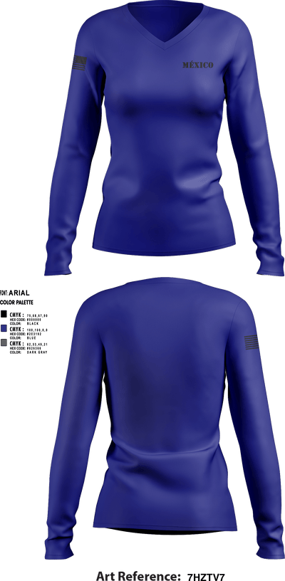 México 77334867 Women's Long Sleeve V-neck Shirt - 2