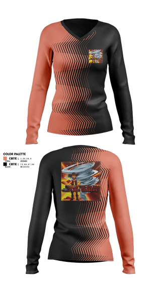 Women's Long Sleeve Vneck Shirt, Ride The Storm Storm Chasers, , Teamtime, Team time, sublimation, custom sports apparel, team uniforms, spirit wear, spiritwear, sports uniforms, custom shirts, team store, custom team store, fundraiser sports, apparel fundraiser